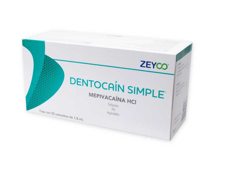 Anestésico Inyectable Mepivacaína HCI 3% - Dentocaín Simple Zeyco