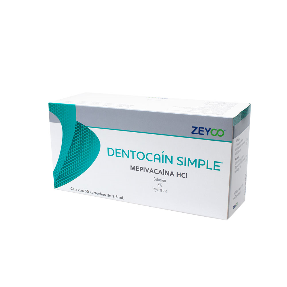 Anestésico Inyectable Mepivacaína HCI 3% - Dentocaín Simple Zeyco
