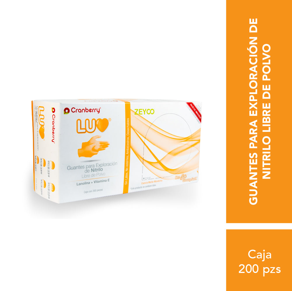 Guantes Desechables Cranberry de Nitrito Luv con Vitamina E y Lanolina
