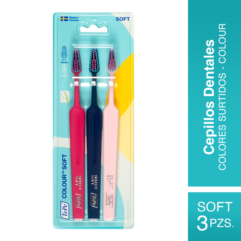 3 Cepillos Dentales Tepe Colores Surtidos - Colour Soft
