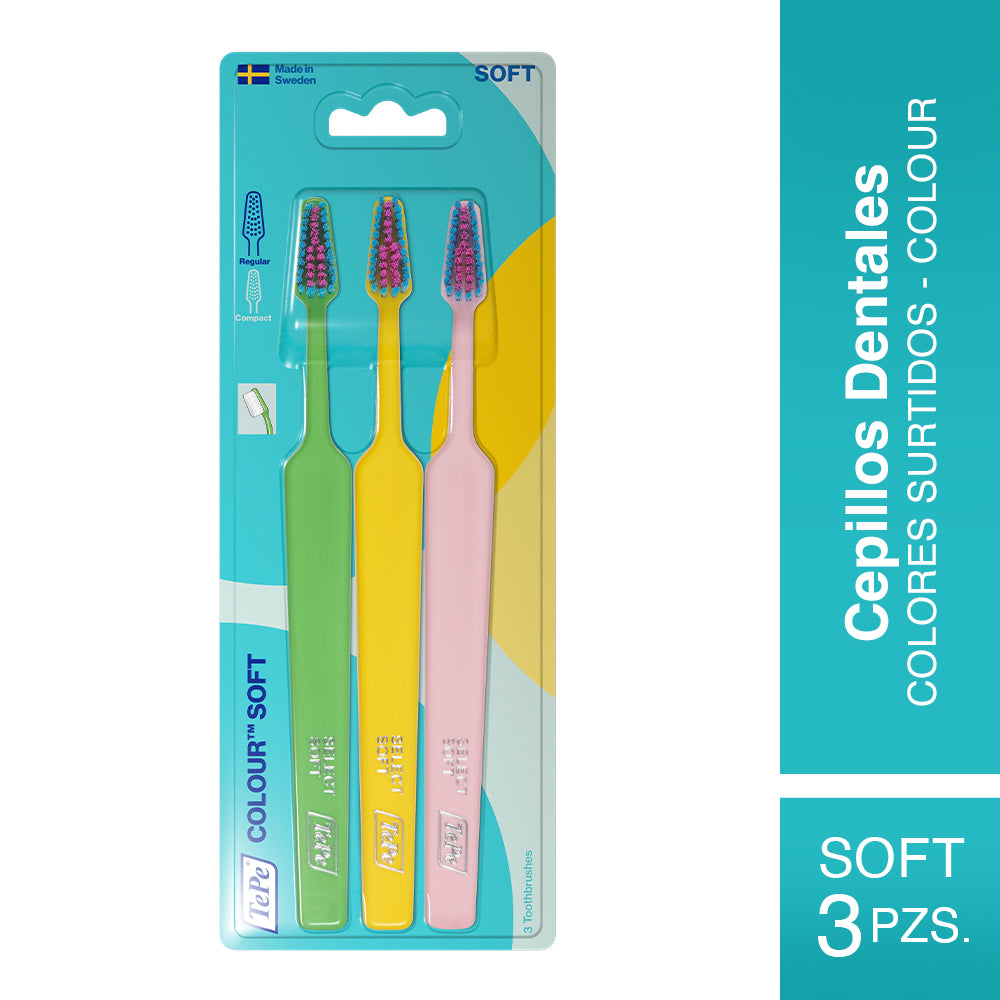 3 Cepillos Dentales Tepe Colores Surtidos - Colour Soft