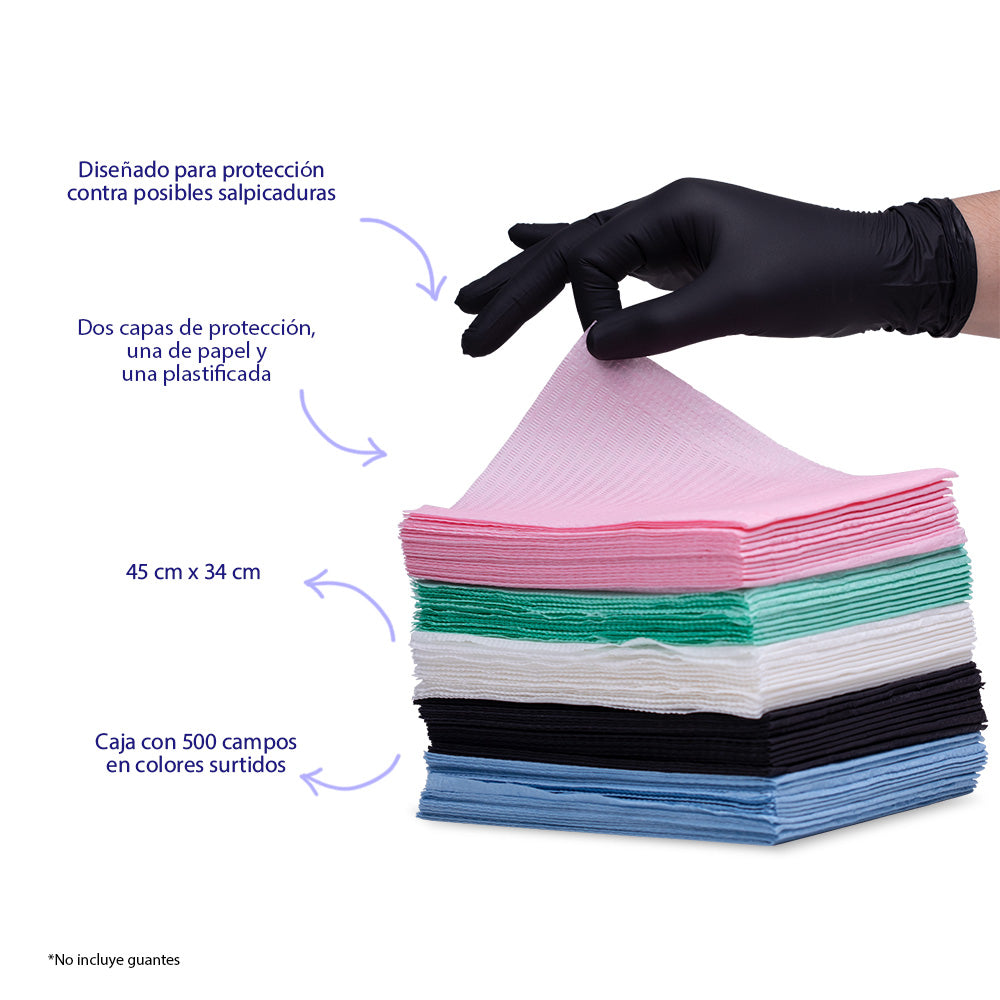 Babero / Campos Desechable de 2 Capas Prophytech Caja con 500 campos.