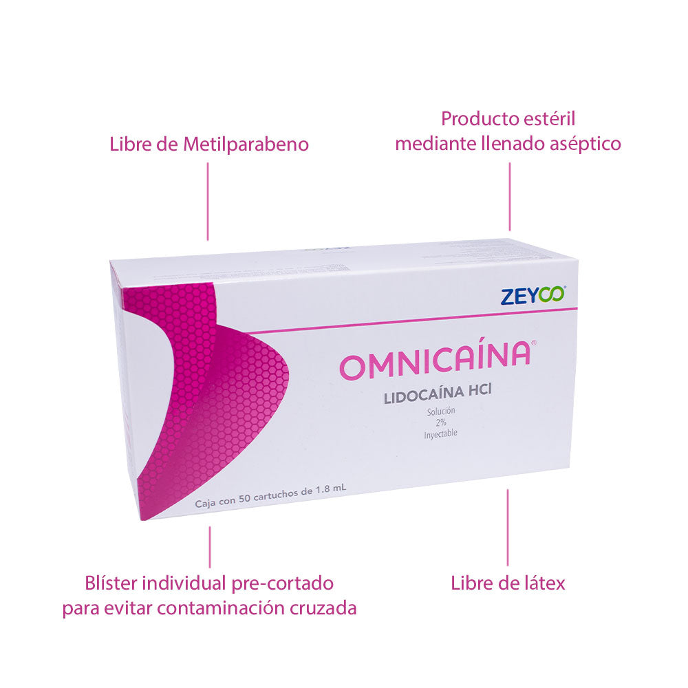 Anestésico Inyectable Lidocaína HCI 2% - Omnicaína Zeyco