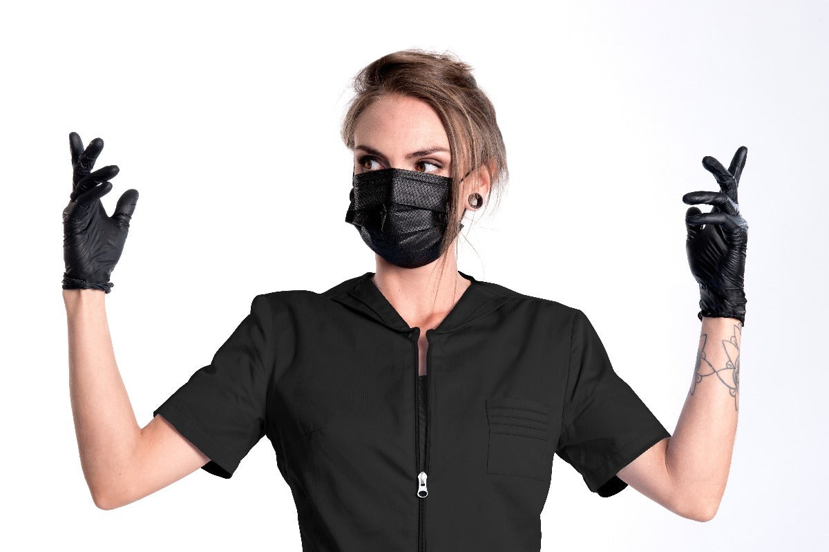 Guantes Desechables Negros de Nitrilo R20Q - Cranberry