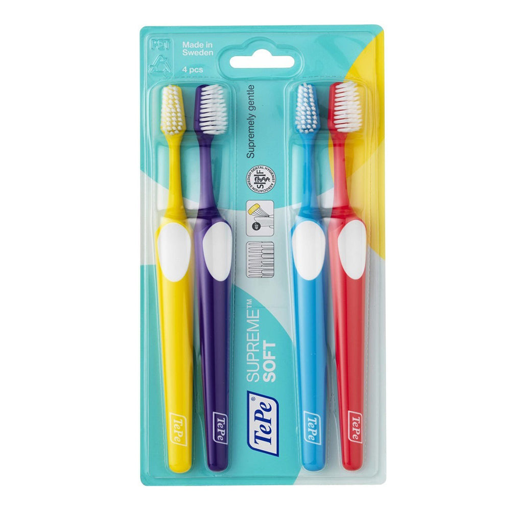 4 Cepillos Dentales Tepe Colores Surtidos - Supreme Soft